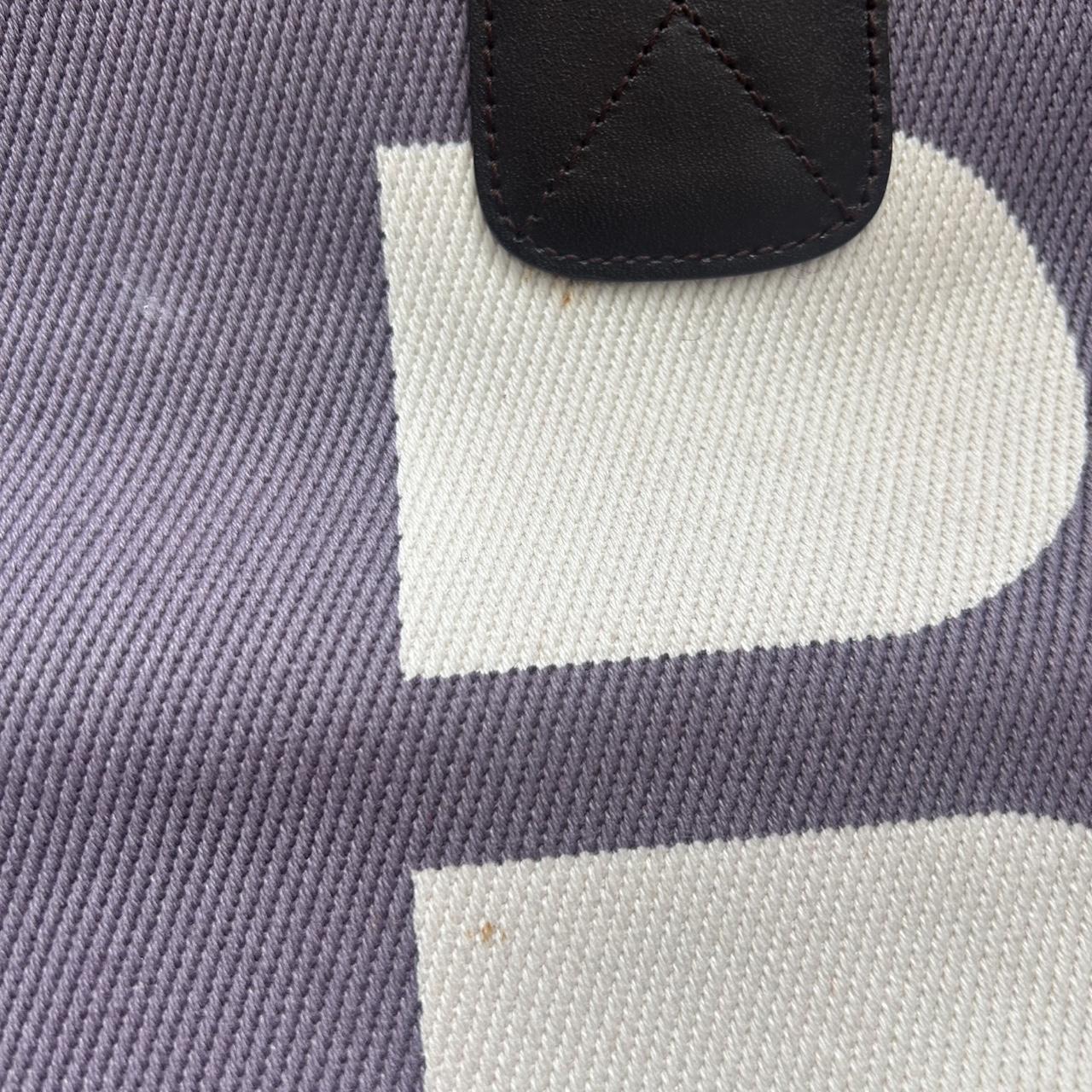 Bally Canvas Tote Bag | Pre-Loved | Purple hues with brown leather trim