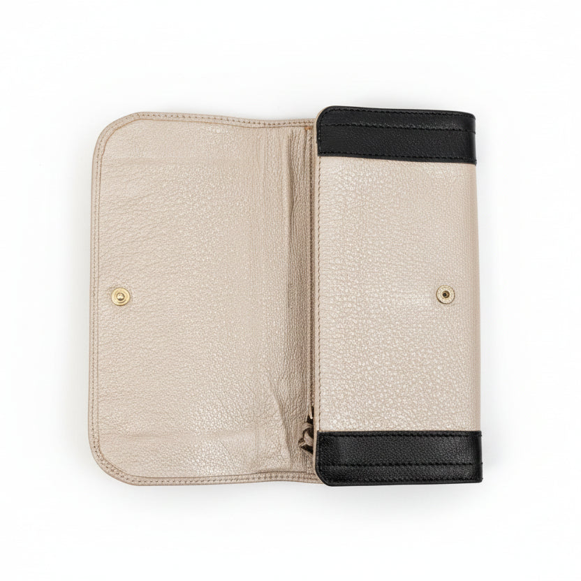 Chloe Alphabet Long Wallet | Pre-Loved | Classic Black with Pearlescent Contrast