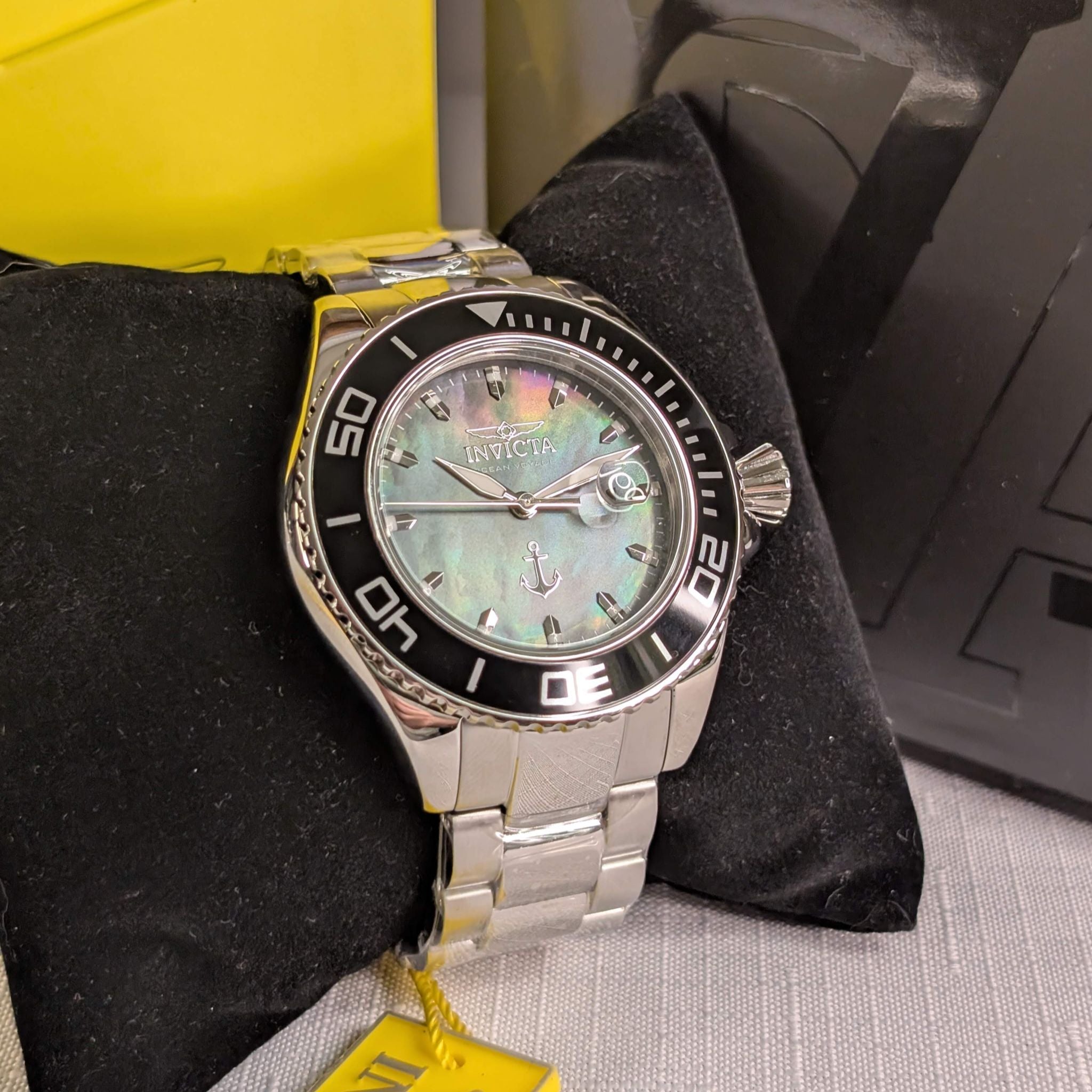 Invicta 49644 Ocean Voyage 48mm Two-Tone Steel Gold Black Wave Dial Watch NEW