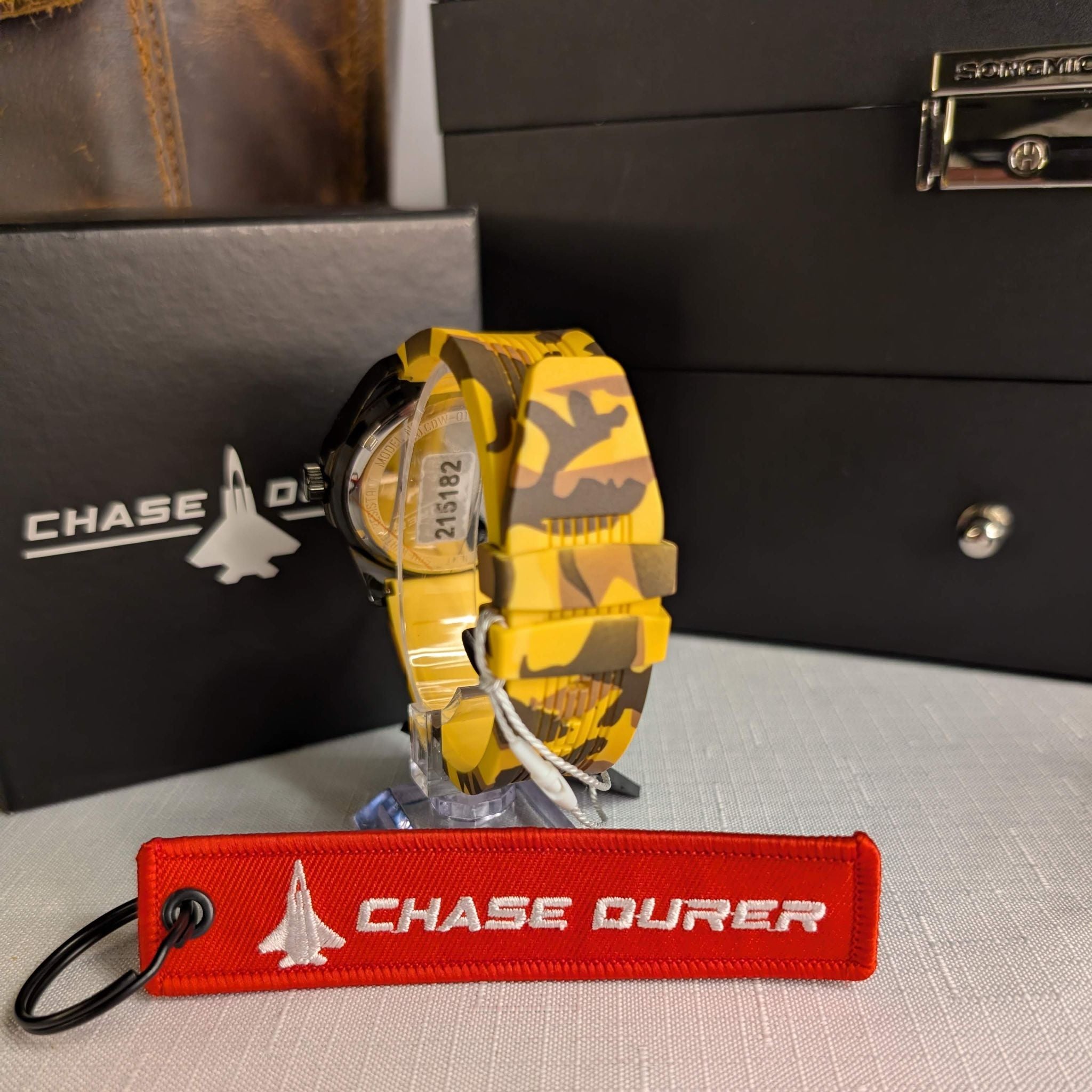 Chase-Durer CDW-0173 Men's 45mm Yellow Camouflage Silicone Tactical Watch NEW