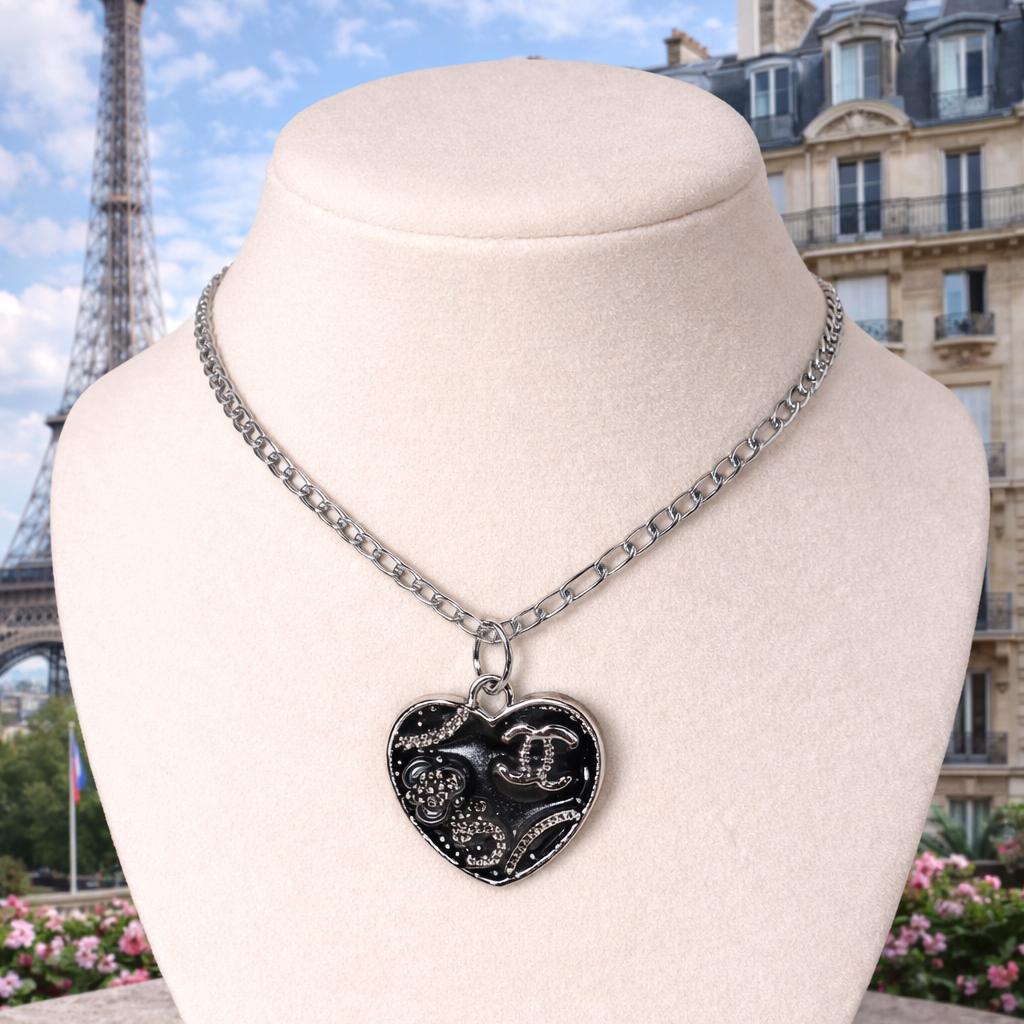 Chanel Heart Pendant Necklace Upcycled