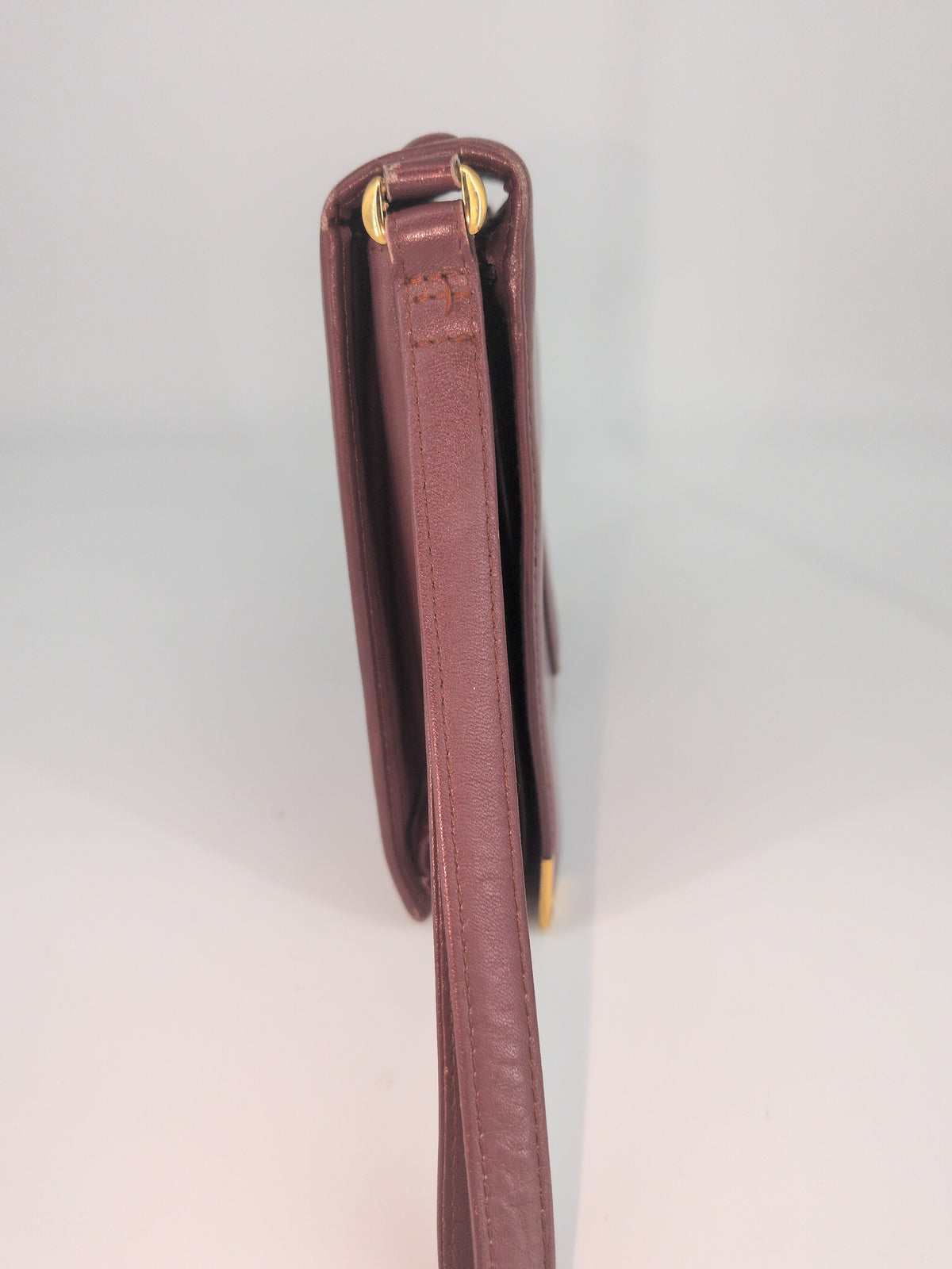 Les Must de Cartie Vintage Bordeaux Leather Flap Clutch