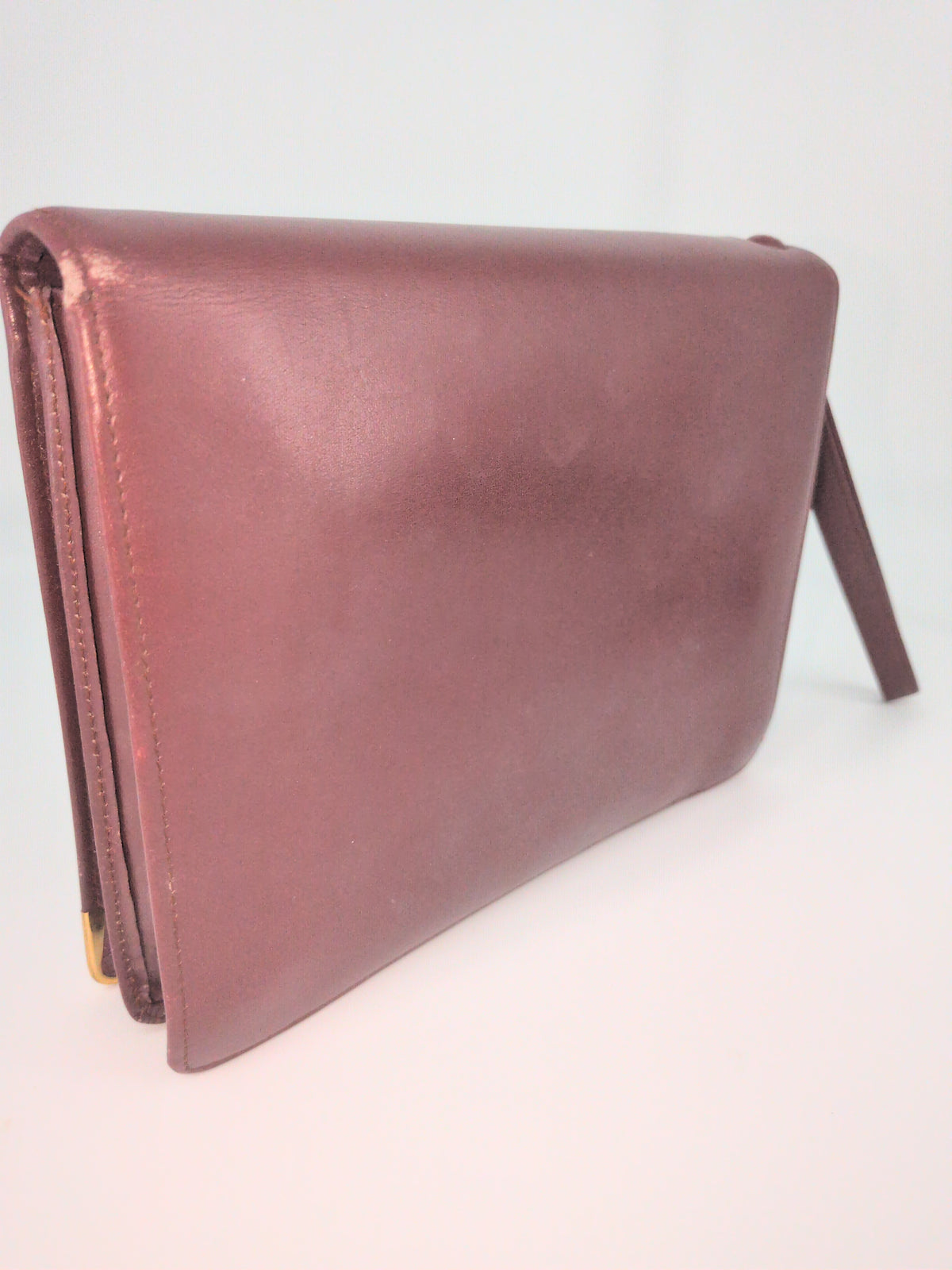 Les Must de Cartie Vintage Bordeaux Leather Flap Clutch
